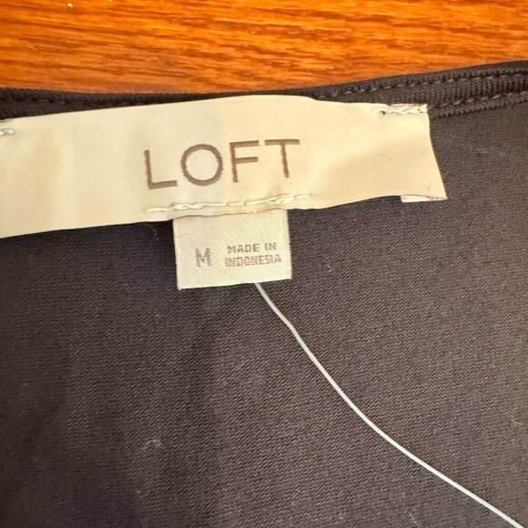 LOFT Black Top Size Medium V Neck Long Sleeves Faux Wrap - Picture 5 of 6